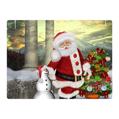 Sanata Claus With Snowman And Christmas Tree Double Sided Flano Blanket (mini)  by FantasyWorld7