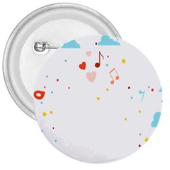 Music Cloud Heart Love Valentine Star Polka Dots Rainbow Mask Sky 3  Buttons by Alisyart