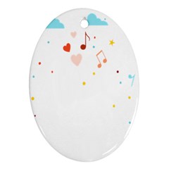 Music Cloud Heart Love Valentine Star Polka Dots Rainbow Mask Sky Ornament (oval) by Alisyart