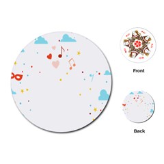 Music Cloud Heart Love Valentine Star Polka Dots Rainbow Mask Sky Playing Cards (round) 