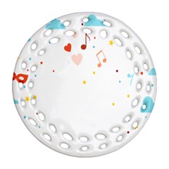 Music Cloud Heart Love Valentine Star Polka Dots Rainbow Mask Sky Round Filigree Ornament (two Sides)