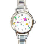 Star Triangle Space Rainbow Round Italian Charm Watch Front