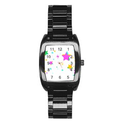 Star Triangle Space Rainbow Stainless Steel Barrel Watch