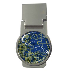 Map Art City Linbe Yellow Blue Money Clips (round)  by Alisyart