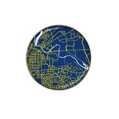 Map Art City Linbe Yellow Blue Hat Clip Ball Marker (4 Pack)