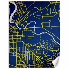 Map Art City Linbe Yellow Blue Canvas 12  X 16   by Alisyart