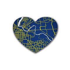 Map Art City Linbe Yellow Blue Heart Coaster (4 Pack)  by Alisyart