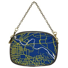 Map Art City Linbe Yellow Blue Chain Purses (one Side)  by Alisyart