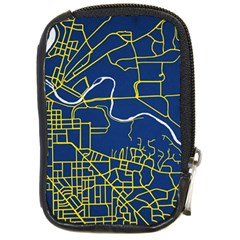 Map Art City Linbe Yellow Blue Compact Camera Cases