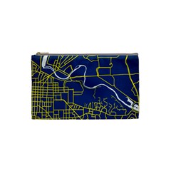 Map Art City Linbe Yellow Blue Cosmetic Bag (small) 