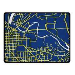 Map Art City Linbe Yellow Blue Fleece Blanket (small)