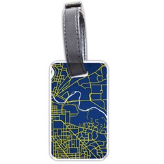 Map Art City Linbe Yellow Blue Luggage Tags (one Side) 