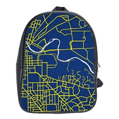 Map Art City Linbe Yellow Blue School Bag (xl) by Alisyart