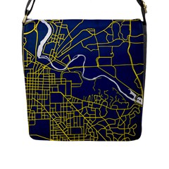 Map Art City Linbe Yellow Blue Flap Messenger Bag (l)  by Alisyart