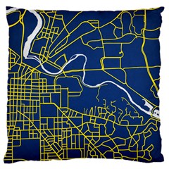 Map Art City Linbe Yellow Blue Large Flano Cushion Case (one Side) by Alisyart