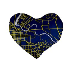 Map Art City Linbe Yellow Blue Standard 16  Premium Flano Heart Shape Cushions by Alisyart