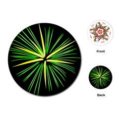 Fireworks Green Happy New Year Yellow Black Sky Playing Cards (round) 