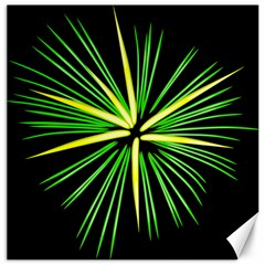 Fireworks Green Happy New Year Yellow Black Sky Canvas 12  X 12  