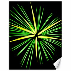 Fireworks Green Happy New Year Yellow Black Sky Canvas 18  X 24  