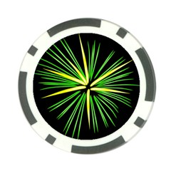 Fireworks Green Happy New Year Yellow Black Sky Poker Chip Card Guard