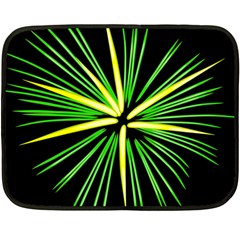 Fireworks Green Happy New Year Yellow Black Sky Double Sided Fleece Blanket (mini) 