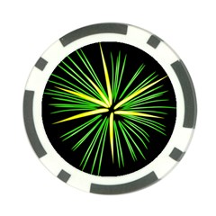 Fireworks Green Happy New Year Yellow Black Sky Poker Chip Card Guard (10 Pack)