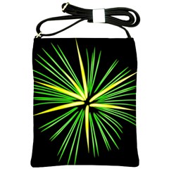 Fireworks Green Happy New Year Yellow Black Sky Shoulder Sling Bags