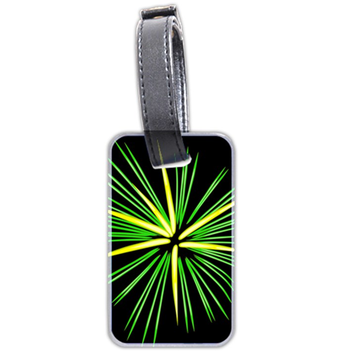 Fireworks Green Happy New Year Yellow Black Sky Luggage Tags (Two Sides)