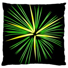 Fireworks Green Happy New Year Yellow Black Sky Large Cushion Case (two Sides)