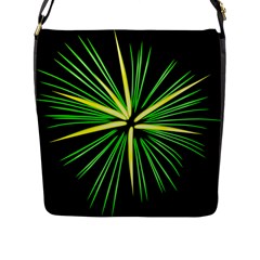 Fireworks Green Happy New Year Yellow Black Sky Flap Messenger Bag (l) 