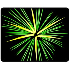 Fireworks Green Happy New Year Yellow Black Sky Double Sided Fleece Blanket (medium) 