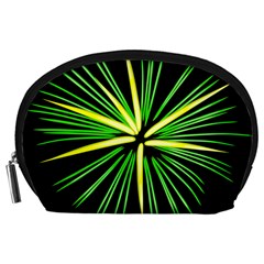 Fireworks Green Happy New Year Yellow Black Sky Accessory Pouches (large) 