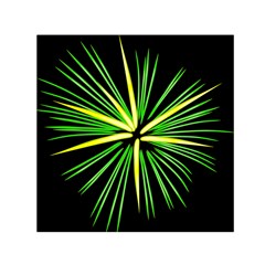 Fireworks Green Happy New Year Yellow Black Sky Small Satin Scarf (square)