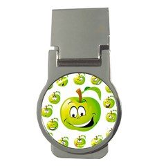 Apple Green Fruit Emoji Face Smile Fres Red Cute Money Clips (round)  by Alisyart