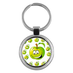 Apple Green Fruit Emoji Face Smile Fres Red Cute Key Chains (round)  by Alisyart