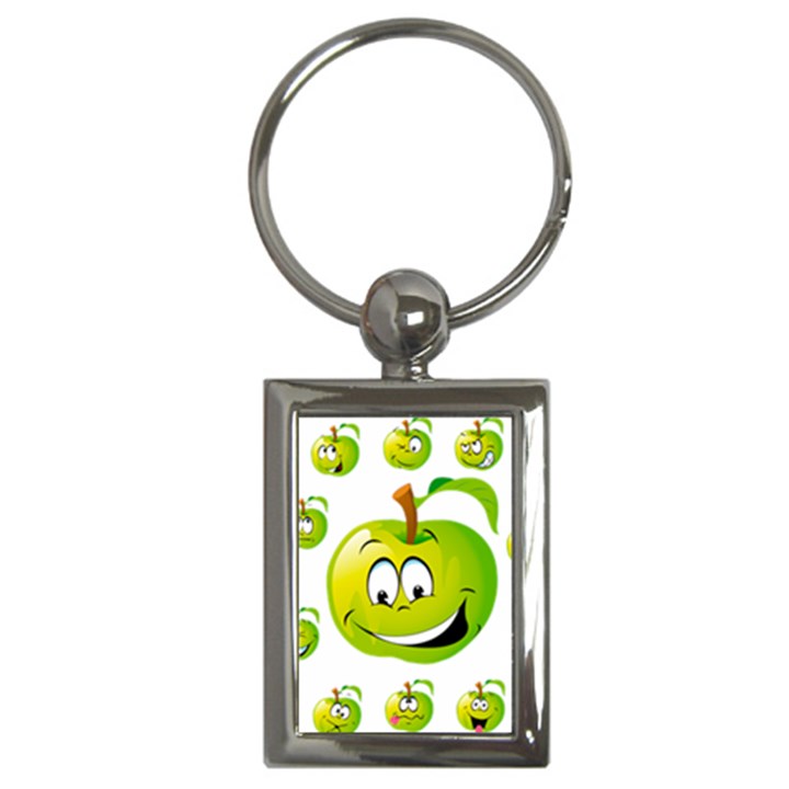 Apple Green Fruit Emoji Face Smile Fres Red Cute Key Chains (Rectangle) 