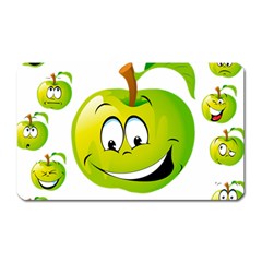 Apple Green Fruit Emoji Face Smile Fres Red Cute Magnet (rectangular) by Alisyart