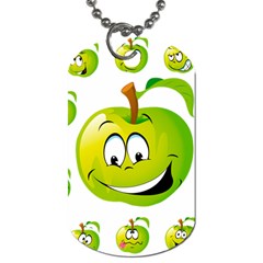 Apple Green Fruit Emoji Face Smile Fres Red Cute Dog Tag (two Sides) by Alisyart