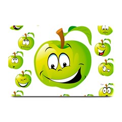 Apple Green Fruit Emoji Face Smile Fres Red Cute Plate Mats by Alisyart