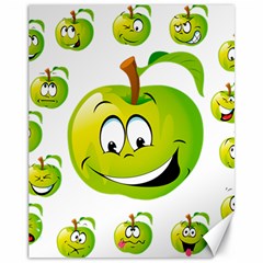 Apple Green Fruit Emoji Face Smile Fres Red Cute Canvas 11  X 14  