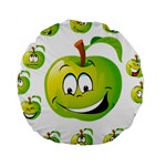 Apple Green Fruit Emoji Face Smile Fres Red Cute Standard 15  Premium Round Cushions Front