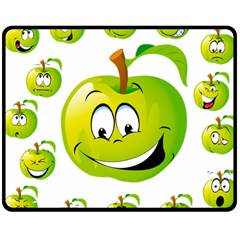 Apple Green Fruit Emoji Face Smile Fres Red Cute Double Sided Fleece Blanket (medium) 