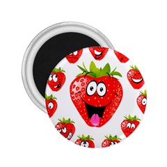 Strawberry Fruit Emoji Face Smile Fres Red Cute 2 25  Magnets by Alisyart