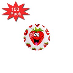 Strawberry Fruit Emoji Face Smile Fres Red Cute 1  Mini Magnets (100 Pack) 