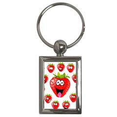 Strawberry Fruit Emoji Face Smile Fres Red Cute Key Chains (rectangle)  by Alisyart