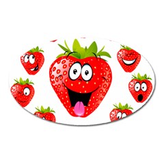 Strawberry Fruit Emoji Face Smile Fres Red Cute Oval Magnet