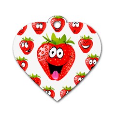 Strawberry Fruit Emoji Face Smile Fres Red Cute Dog Tag Heart (two Sides)