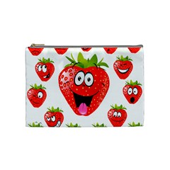 Strawberry Fruit Emoji Face Smile Fres Red Cute Cosmetic Bag (medium) 