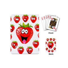 Strawberry Fruit Emoji Face Smile Fres Red Cute Playing Cards (mini) 