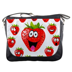 Strawberry Fruit Emoji Face Smile Fres Red Cute Messenger Bags by Alisyart